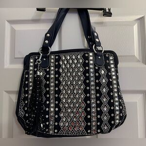 Navy Blue with Bling Shoulder Bag